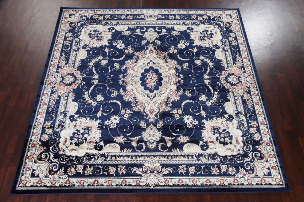 Blue Floral Medallion Transitional Turkish Rug Oriental Carpet 10x10