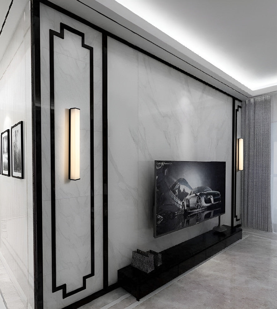 Creative Outdoor Vertical Glass Wall Sconce for Courtyard, Porch, Gold, W2.6xh15.0'', Cool Light
