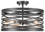 3 Light 16" Matte Black Semi-Flush