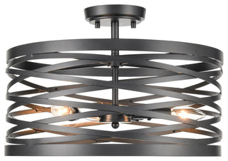 3 Light 16" Matte Black Semi-Flush