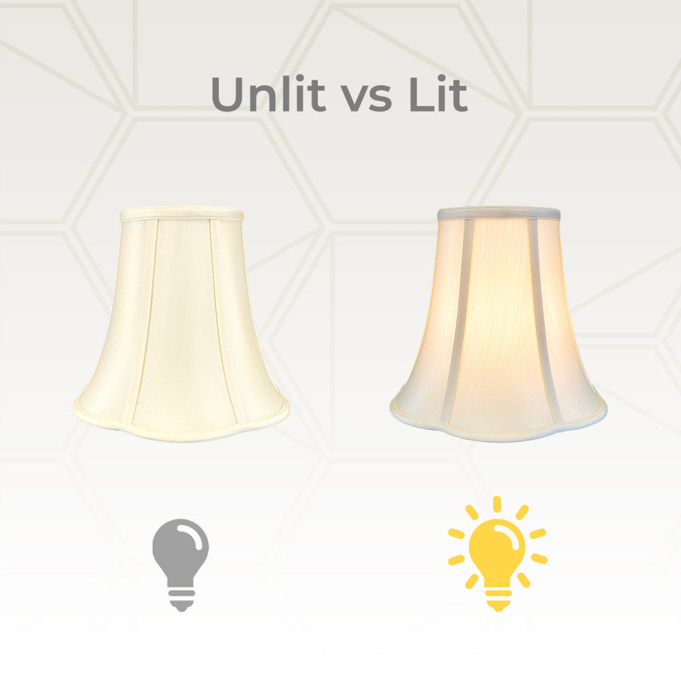 Royal Designs Bottom Scalloped Bell Lamp Shade, Eggshell, 7x14x11.5, Set of 2