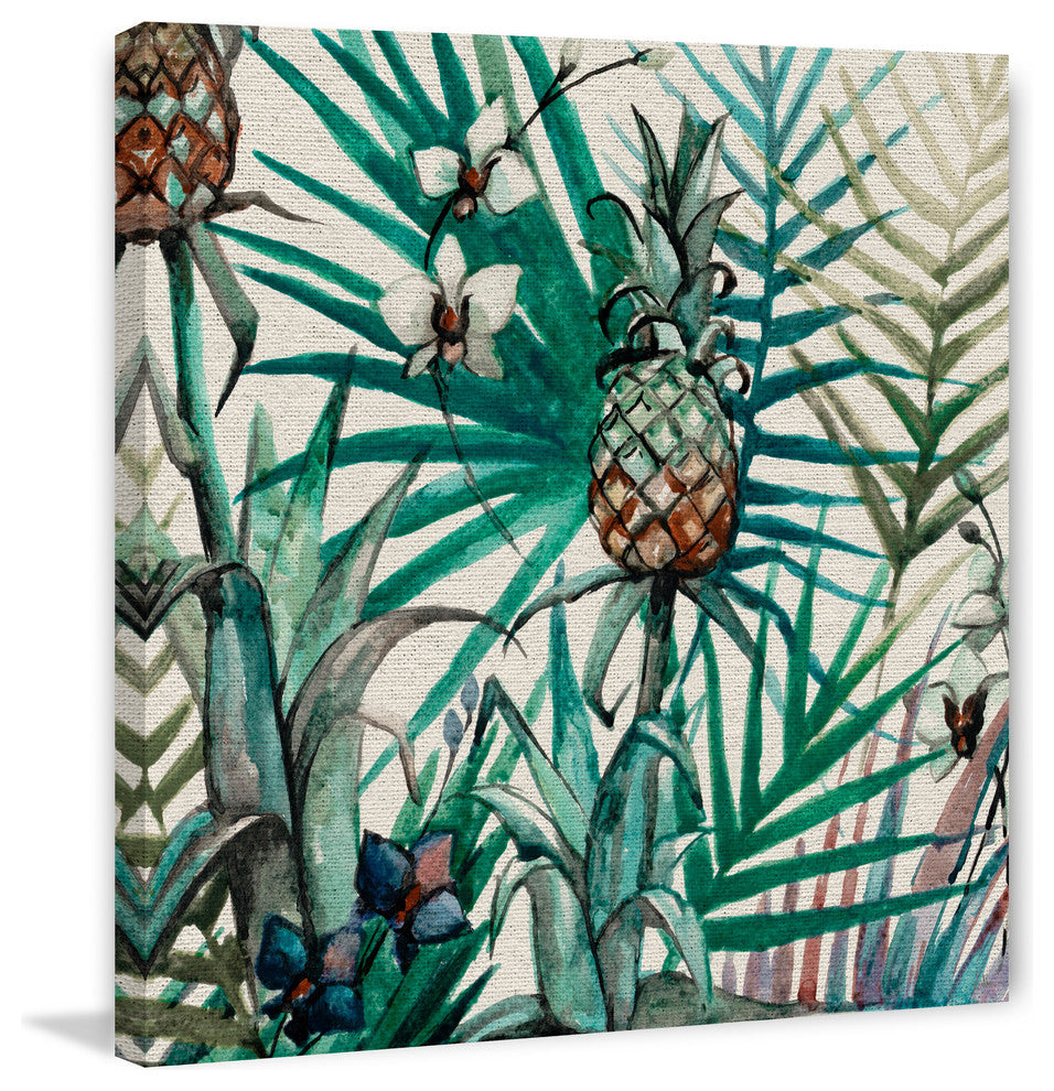 "Tropical Pineapples" Painting Print on Wrapped Canvas, 32"x32"