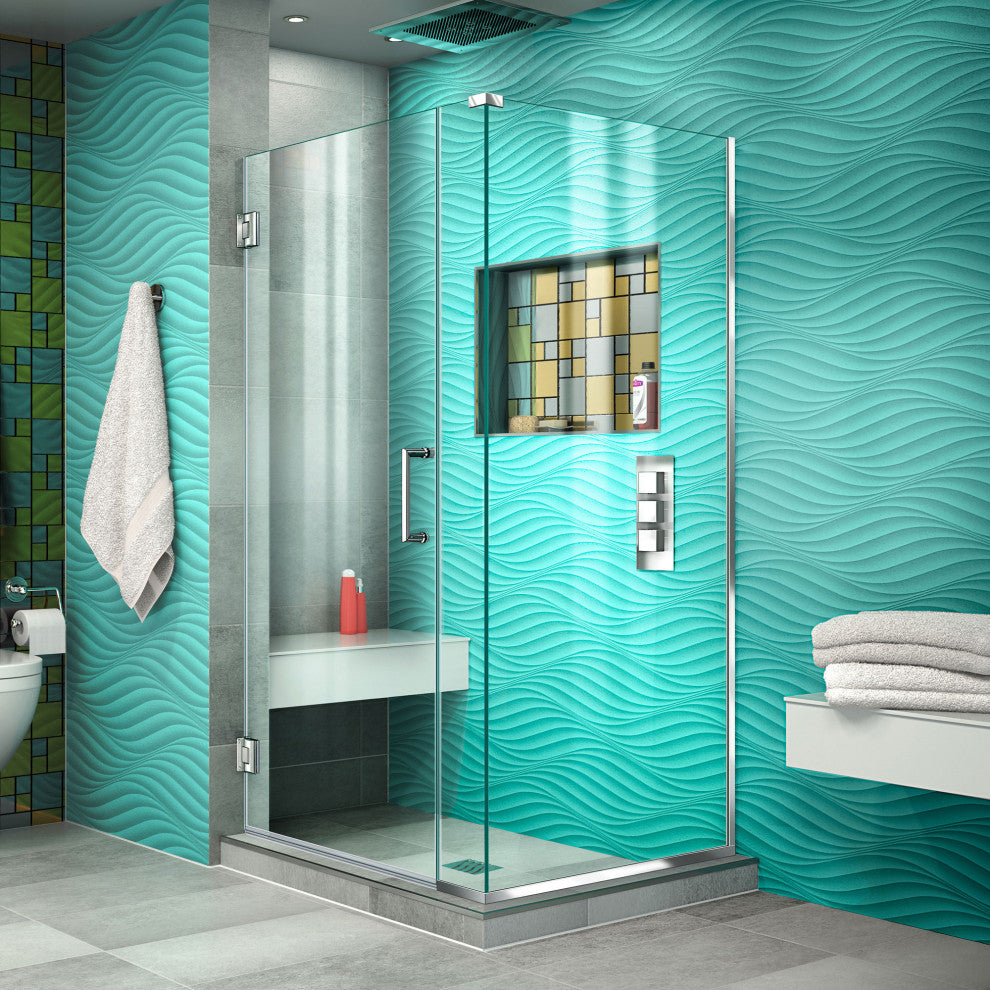 DreamLine Unidoor Plus 32"x34.38"x72" Hinged Shower Enclosure, Chrome