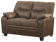 Transitional Microfiber Fabric and Wood Loveseat With Cushioned Armrests, Brown