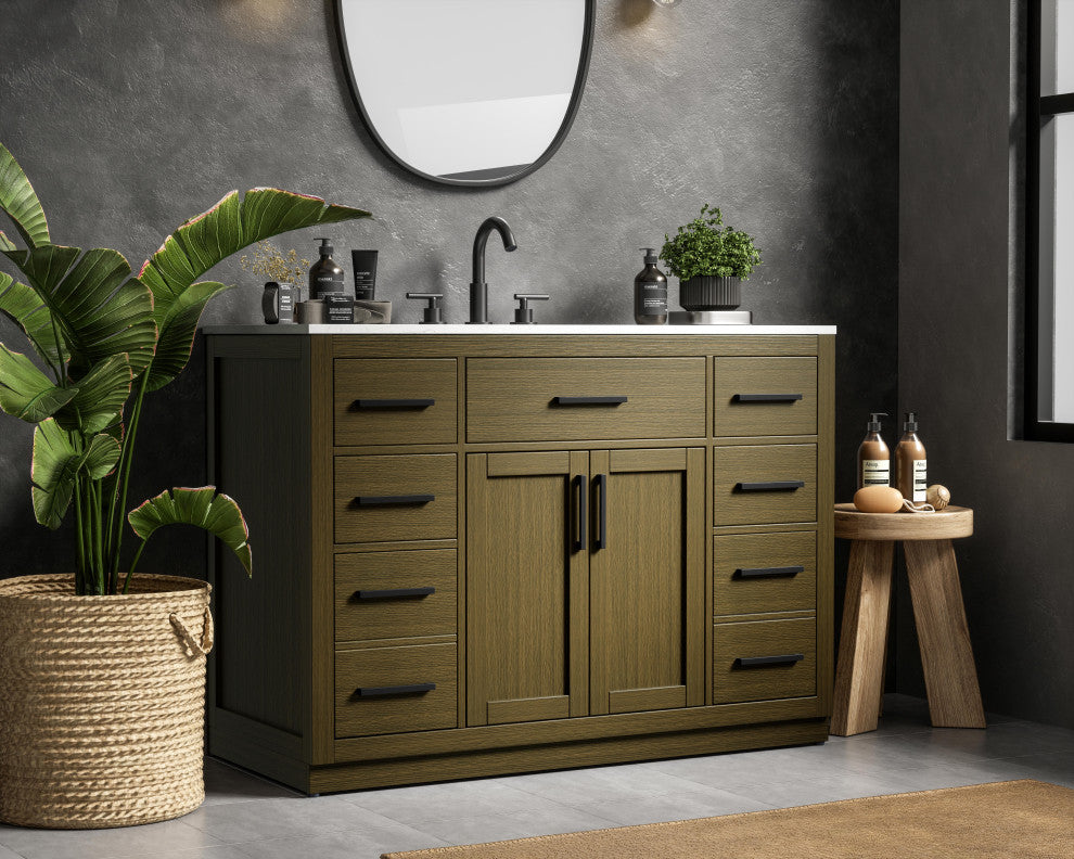 Home Living 48" Single Bathroom Vanity, Chestnut Brown