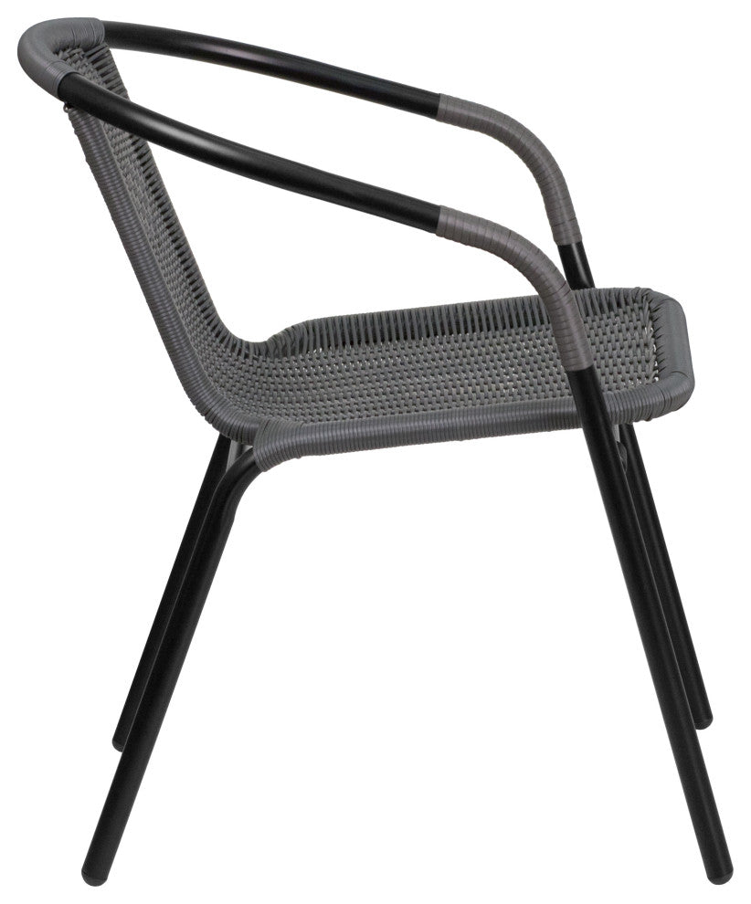 2 Pack Rattan Indoor-Outdoor Stack Chair, Gray