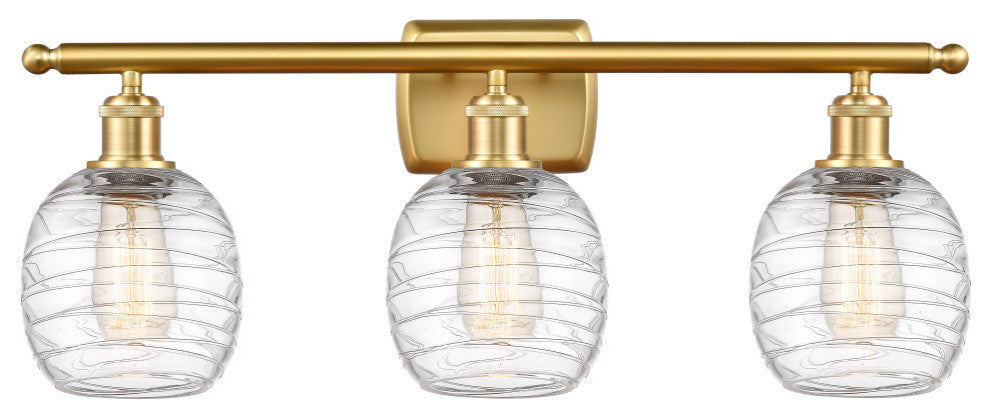 Innovations 516-3W-SG-G1013-LED 3-Light Bath Vanity Light, Satin Gold
