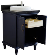 25" Single Vanity, Blue Finish With Black Galaxy And Round Sink