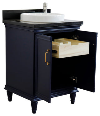 25" Single Vanity, Blue Finish With Black Galaxy And Round Sink