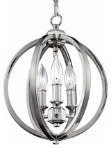 Feiss Corinne 3-Light Crystal Inlay Globe Pendant Polished Nickel