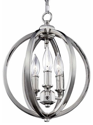 Feiss Corinne 3-Light Crystal Inlay Globe Pendant Polished Nickel