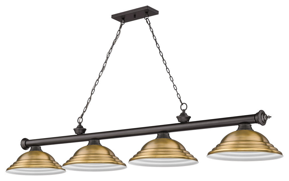 Zlite 2306-4BRZ-SRB 4-Light Billiard, Rubbed Brass