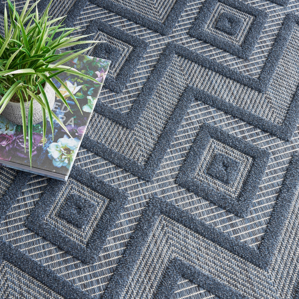 Nourison Versatile 9' x 12' Navy Blue Modern Area Rug