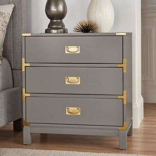 Loretta Gold finish Wood 3-Drawer Nightstand, Gray