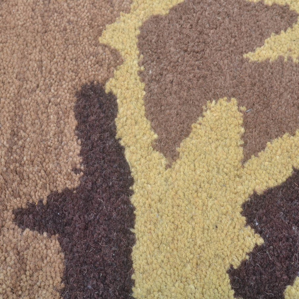 Hand Tufted Wool Area Rug Abstract Brown Gold, [Runner] 2'6''x10'