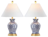 Xia 21" Ceramic/Iron Classic Modern LED Table Lamp, Blue, Set of 2