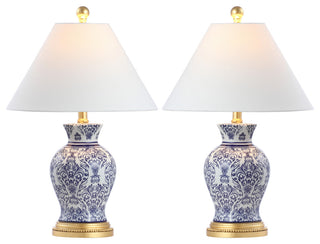 Xia 21" Ceramic/Iron Classic Modern LED Table Lamp, Blue, Set of 2