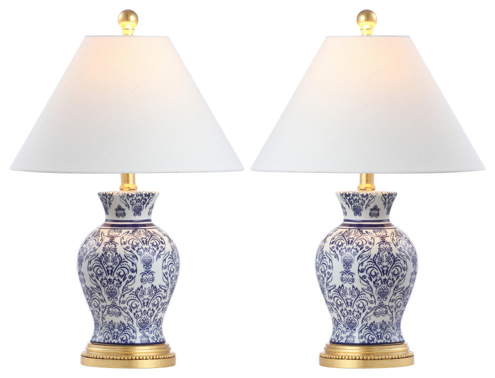 Xia 21" Ceramic/Iron Classic Modern LED Table Lamp, Blue, Set of 2