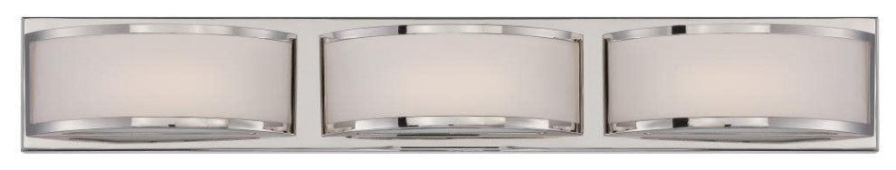 Nuvo 3-Light Mercer Vanity and Wall LED Light Fixture, Polished Nickel