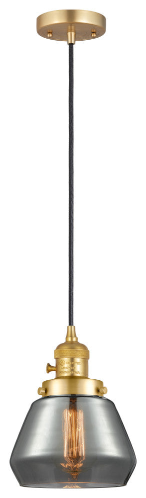 Fulton Mini Pendant With Switch, Satin Gold, Plated Smoke