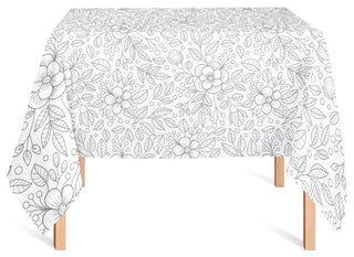 Doodle Flower Pattern Dark Gray 58x58 Tablecloth