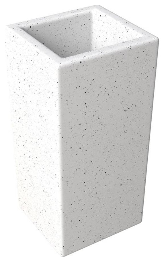 LeisureMod Terra Fiberstone and MGO Clay Tall Square Planter Dotted White 31"