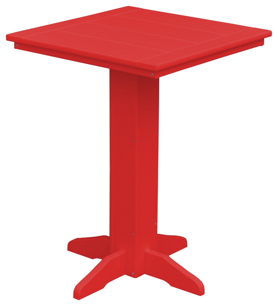 Poly Lumber Bistro Table, Bright Red, Square