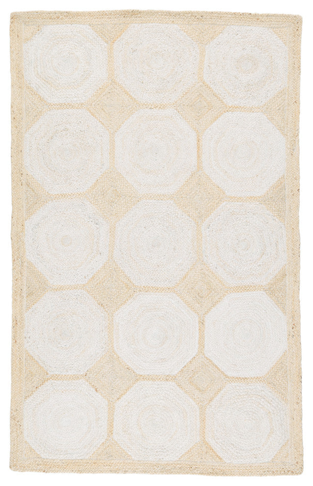 Fiorita Natural Geometric Light Beige/ White Area Rug 2'X3'