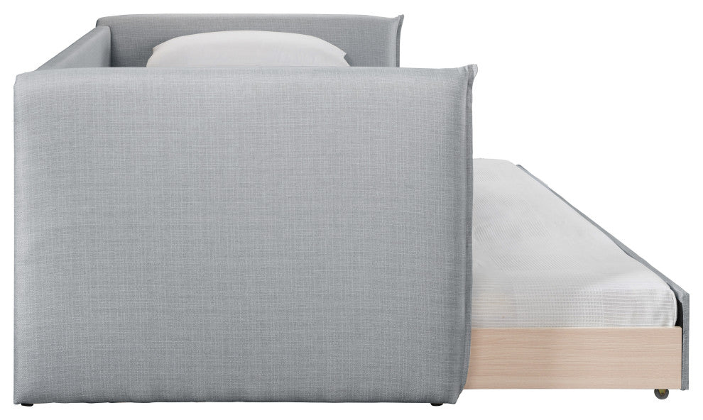 Colton Linen Textured Fabric Upholstered Daybed, Gray