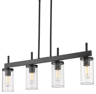 Winslett Linear Pendant, Matte Black With Ribbed Clear Glass