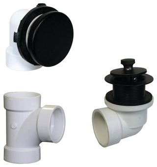 Illusionary Overflow, Sch. 40 PVC Plumbers Pack With Lift & Turn Bath Drain