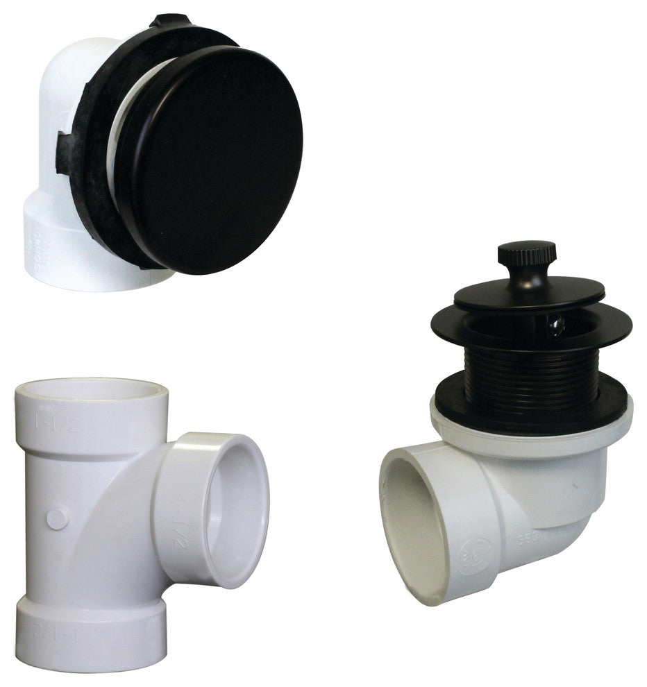 Illusionary Overflow, Sch. 40 PVC Plumbers Pack With Lift & Turn Bath Drain