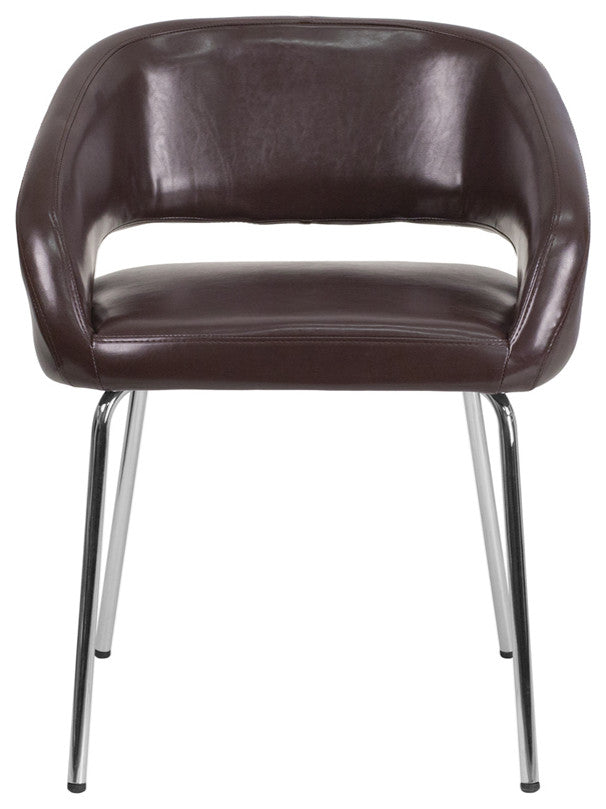 Fusion Series Contemporary Brown Leather Soft Side Chair