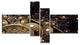 Beautiful Gold Metallic Fabric, Abstract Print On Canvas, 60"x32", 4 panels