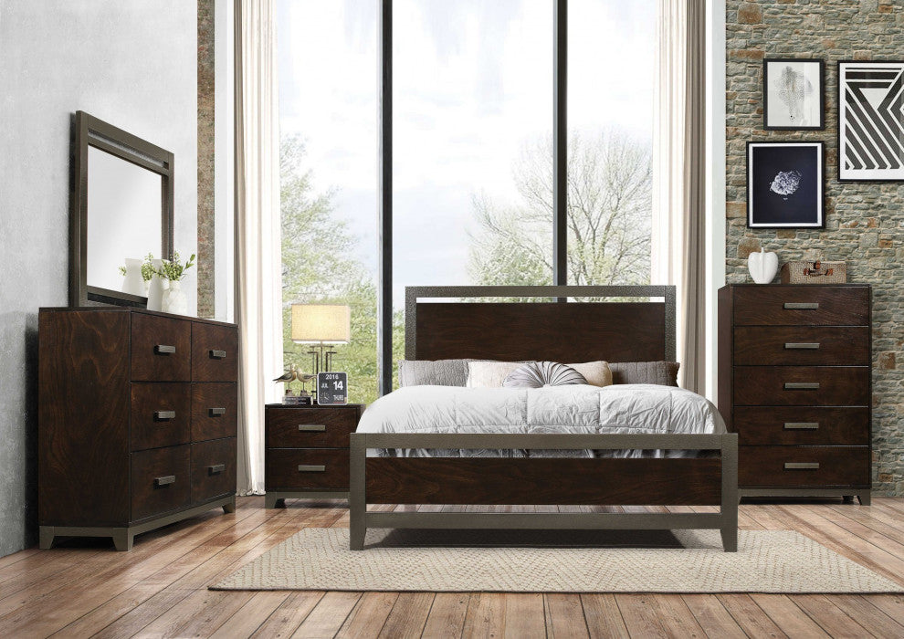HomeRoots 16" X 61" X 40" Walnut Wood Dresser