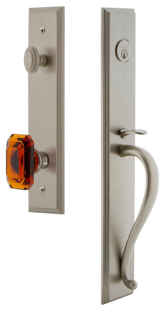 Carre' 1-Piece Dummy Handleset, S Grip and Baguette Amber Knob, 848803