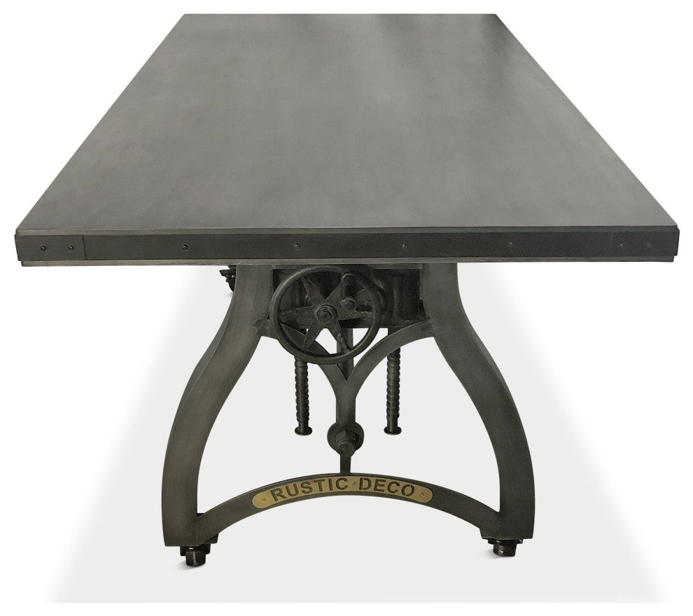 Crescent Industrial Dining Table - Adjustable Height - Casters - Gray Top
