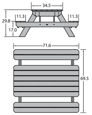 Hometown Picnic Table, Saddle