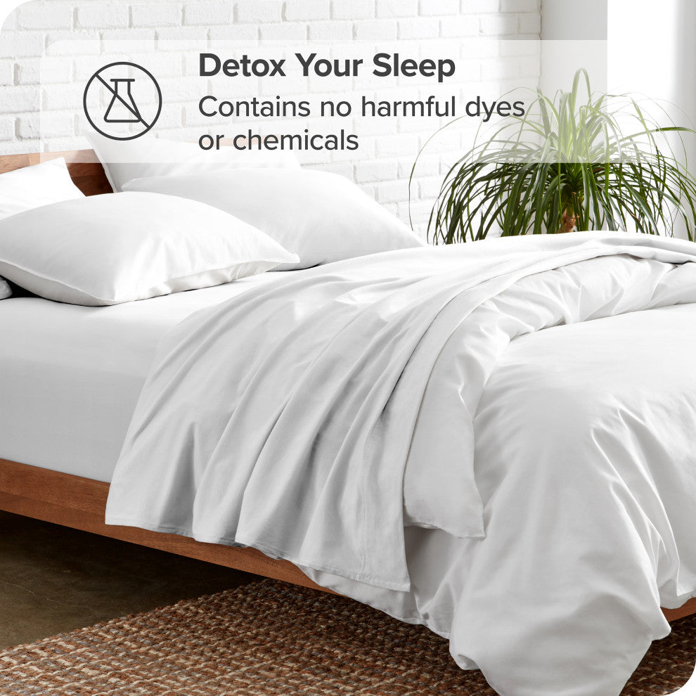 Bare Home Twin & Twin XL 5-Piece Microfiber Sheet Set, Cool White, Twin