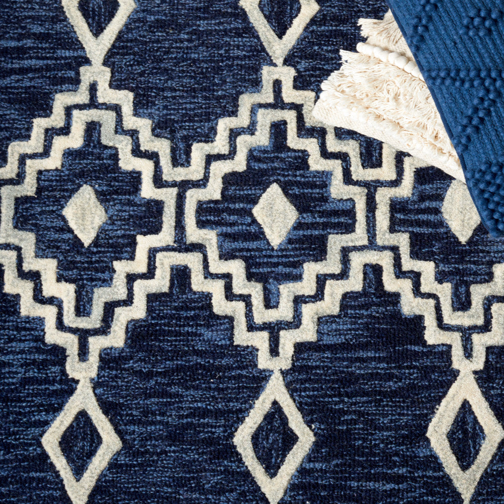 Safavieh Couture Abstract Collection, ABT851 Rug, Navy/Ivory, 5'x8'