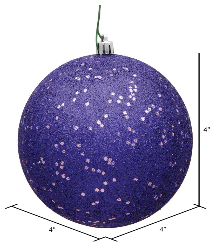 Vickerman N591066Dq 4" Purple Sequin Ball Ornament, 6 Per Bag