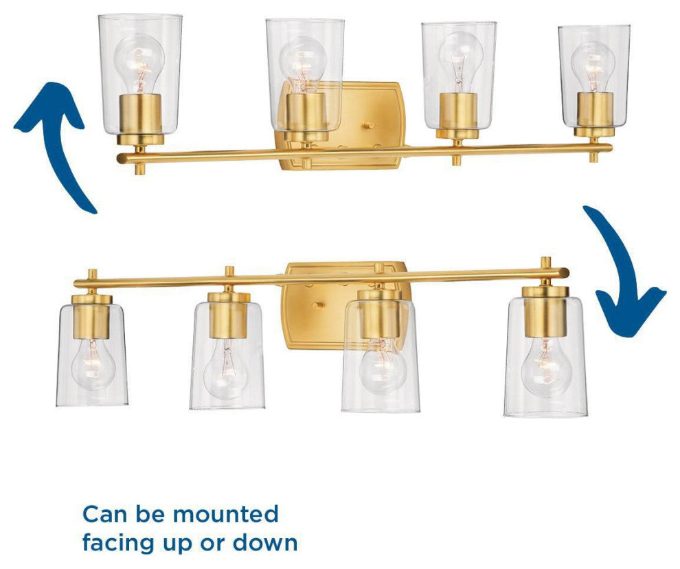 Adley Collection 4-Light Bath and Vanity, Satin Brass