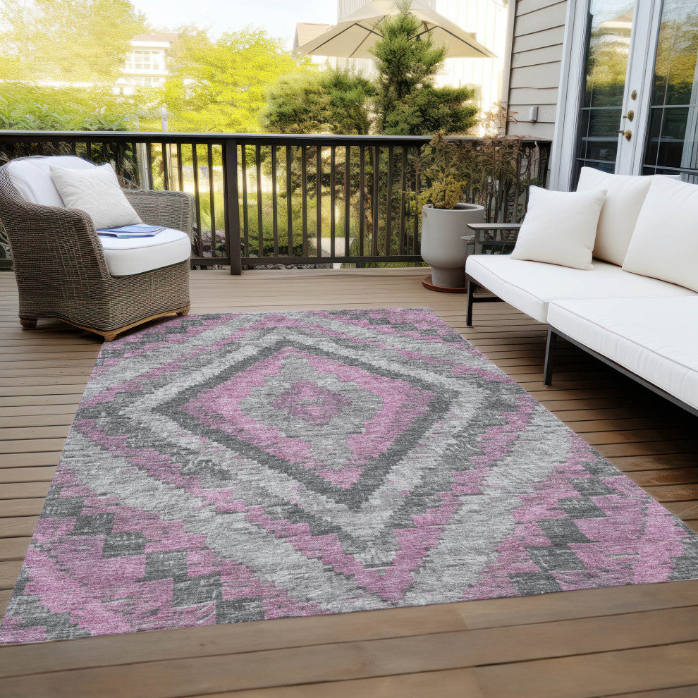 Machine Washable Indoor/Outdoor Chantille ACN1890 Blush 5' x 7'6" Rug