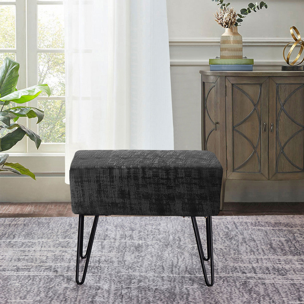 Textured Velvet Ottoman, Peat