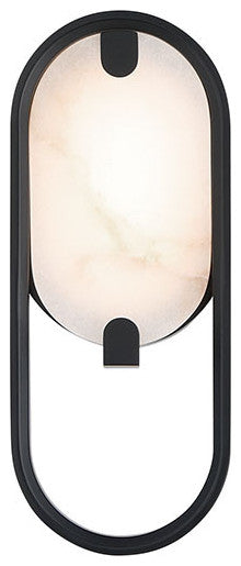 Noga, Wall Sconce , 11", Matte Black, Alabaster