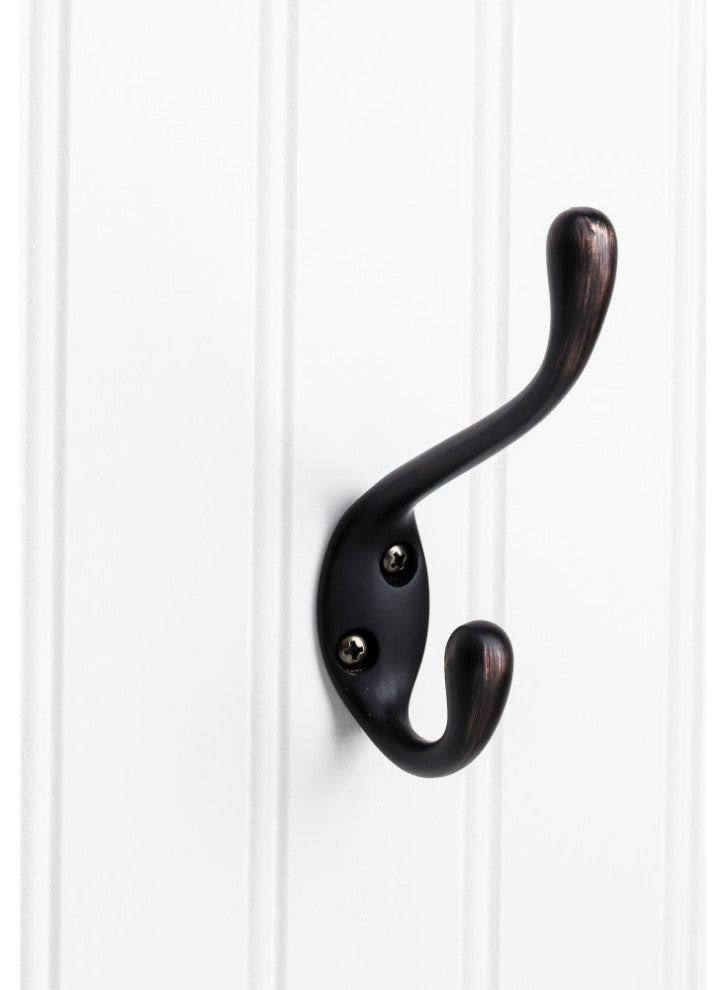4-1/2" Double zinc wall mount hook. Finish: DBAC.