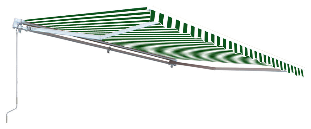 Aleko Retractable Motorized Awning, 13'x10', Green/White