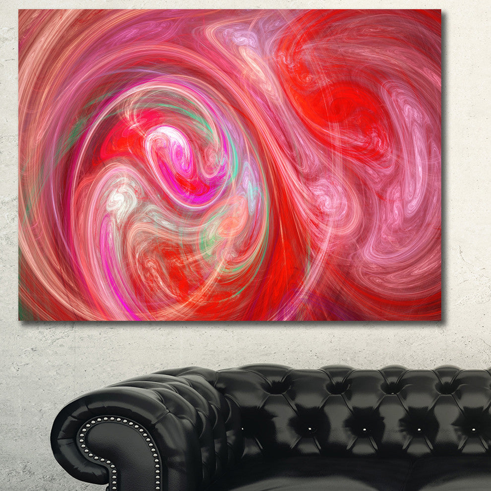 Red Fractal Pattern with Circles, Oversized Abstract Canvas Art Print, 60x40