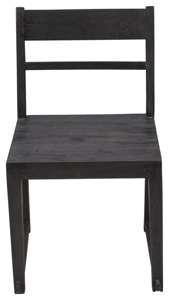 Fernious Dining Chair on Mango Solid Wood, Dark Gray Finish, Set of 2