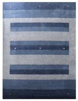 HAND KNOTTED LOOM WOOL ECO-FRIENDLY AREA RUGS-Rectangle,Blue,Contemporary, [Rectangle] 6'x9'